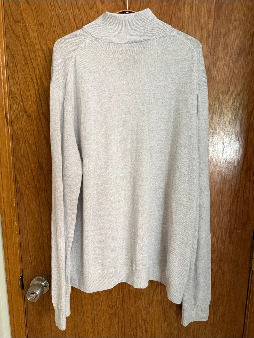 Banana Republic Men's Merino Wool Quarter-Zip Sweater - Light Gray